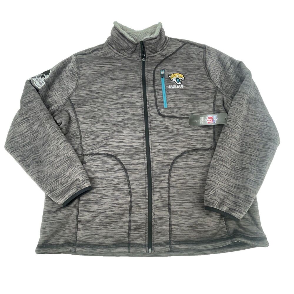 Jacksonville Jaguars Jacket Mens XXL Gray Sherpa Fleece Lined Full Zip NEW TAG